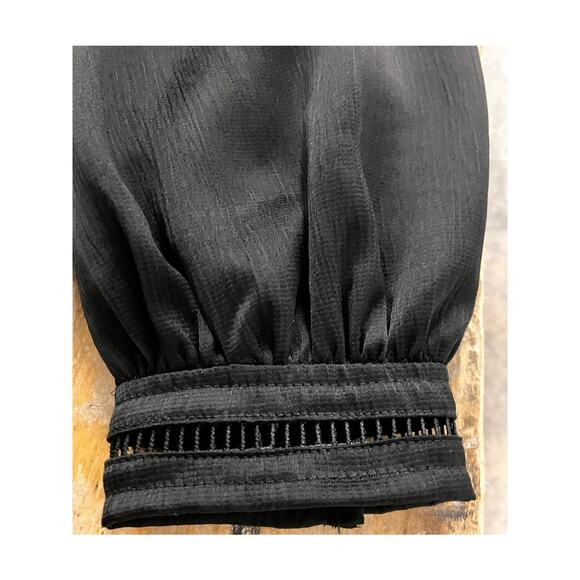 MISS ME Blouse Black Lacy, Long Sleeve, Keyhole, Goth, Semi-Sheer, Grunge - Picture 6 of 9